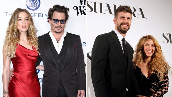 Los actores de EEUU, Johnny Depp y Amber Heard, y el exdeportista español Gerard Piqué y la cantante colombiana Shakira   - Sputnik Mundo
