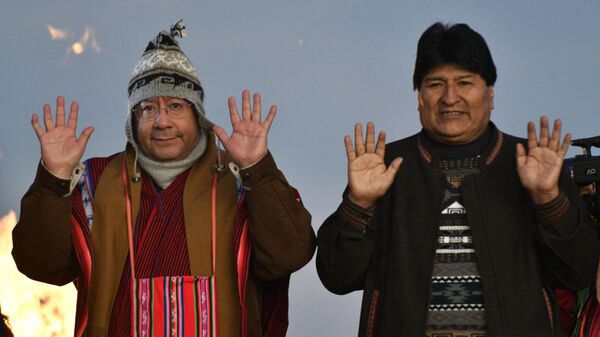 Luis Arce y Evo Morales  - Sputnik Mundo