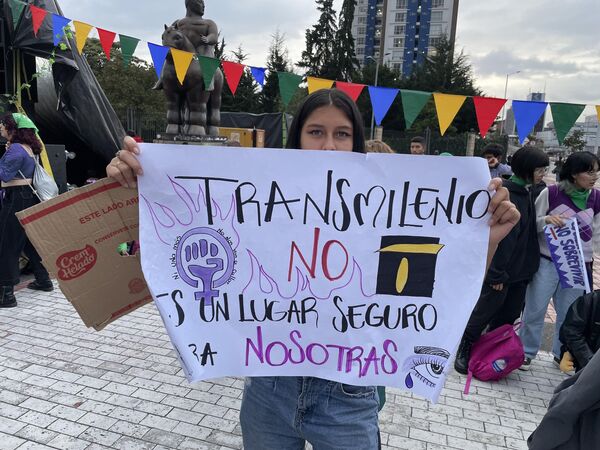 De acuerdo con la Veeduría Distrital de Bogotá, el 67,2% de las mujeres que usan Transmilenio, el sistema masivo de transporte de la ciudad, no se sienten seguras. Igualmente, el 68,2% de las mujeres que sufren una situación de acoso en los buses articulados prefieren no denunciar. - Sputnik Mundo