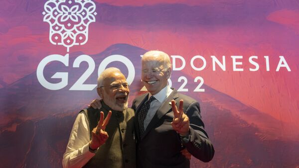 Primer ministro de la India, Narendra Modi, y el presidente de EEUU, Joe Biden - Sputnik Mundo