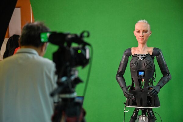 La última versión del robot humanoide Sofia, desarrollado por Hanson Robotics, en Hong Kong. - Sputnik Mundo