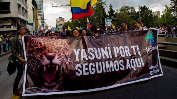Manifestantes contra la explotación petrolera en Yasuní - Sputnik Mundo