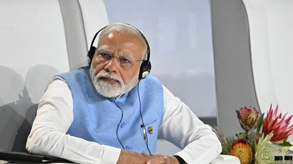 Narendra Modi, el primer ministro indio, interviene en el foro empresarial de la cumbre de los BRICS en Sudáfrica - Sputnik Mundo