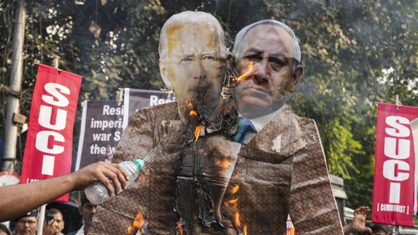 Manifestaciones en contra de Benjamín Netanyahu y Joe Biden  - Sputnik Mundo