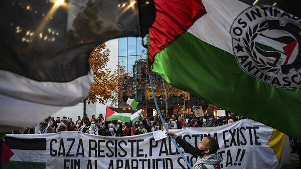 Protesta de la comunidad palestina en Chile - Sputnik Mundo
