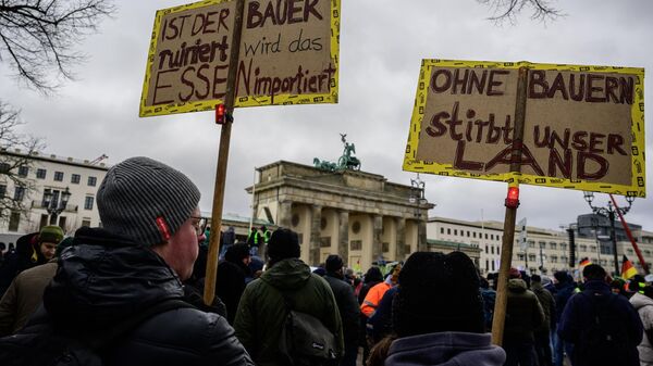 Miles de personas se reunieron en la capital alemana para protestar contra la eliminación de los subsidios para la agricultura - Sputnik Mundo
