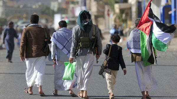Hutíes de Yemen en marcha de solidaridad con Palestina (archivo)  - Sputnik Mundo