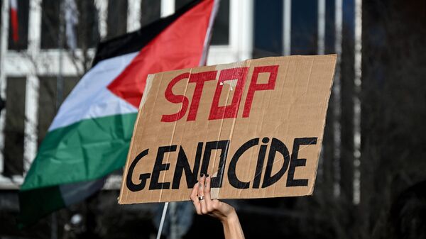 Una protesta en favor de Palestina (imagen referencial) - Sputnik Mundo