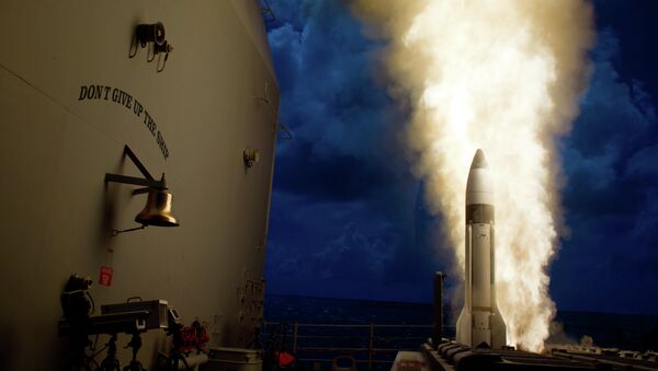 September 18, 2013: An SM-3 Block 1B interceptor is launched from the USS Lake Erie during a MDA test and successfully intercepted a complex short-range ballistic missile target off the coast of Kauai, Hawaii. - Sputnik Mundo
