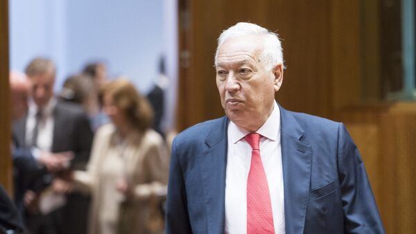 Spanish Minister of Foreign Affairs and Cooperation Jose Manuel Garcia-Margallo arrives for an EU foreign affairs minister council in the EU Council headquarters - Sputnik Mundo