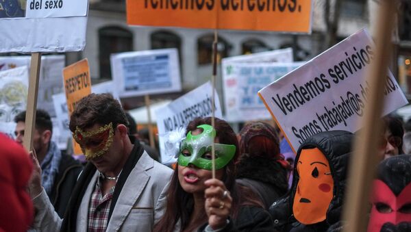 Sex workers demonstrate in the centre of Madrid on February 15, 2014 - Sputnik Mundo