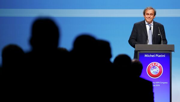UEFA President Michel Platini delivers his speech during the opening session of the 39th Ordinary UEFA Congress in Vienna March 24, 2015. - Sputnik Mundo