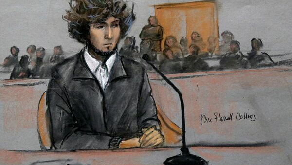 Dzhokhar Tsarnaev, en una ilustración de su juicio - Sputnik Mundo