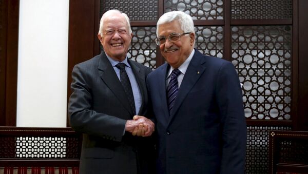 Expresidente estadounidense, Jimmy Carter y presidente palestino, Mahmud Abás - Sputnik Mundo