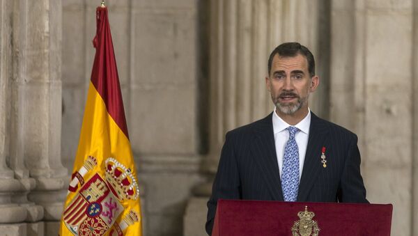 Spain's King Felipe delivers his speech during a ceremony at the Royal Palace in Madrid, Spain, June 19, 2015. - Sputnik Mundo