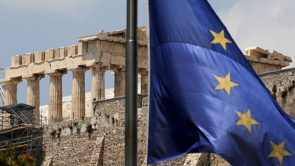 Bandera de la UE en Grecia - Sputnik Mundo