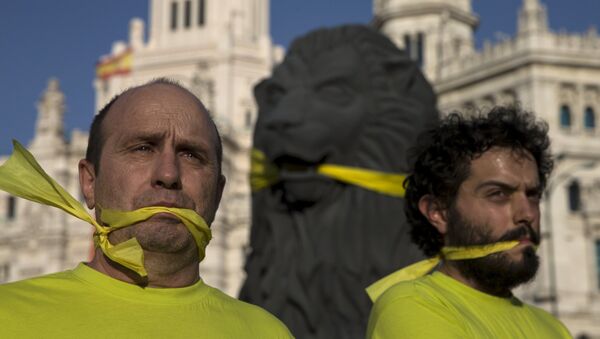 Protestas contra la Ley Mordaza en España - Sputnik Mundo