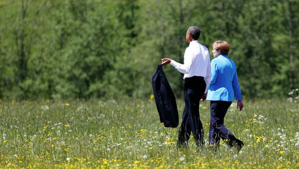 Barack Obama, presidente de EEUU, y Angela Merkel, canciller de Alemania, el 7 de junio, 2015 - Sputnik Mundo