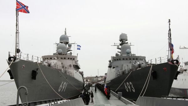 Buques Daguestán y Tatarstán de la Flotilla del Caspio - Sputnik Mundo