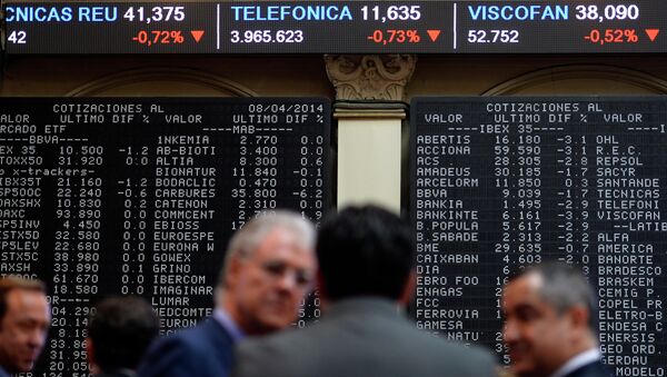 IBEX-35 index display in the Madrid stock exchange - Sputnik Mundo