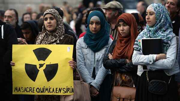 Manifestación contra el uso de armas químicas en Siria (imagen ilustrativa) - Sputnik Mundo