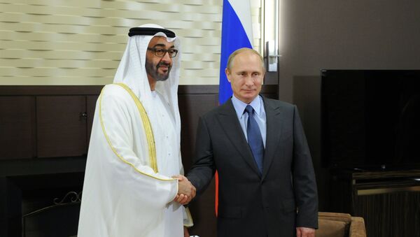 El presidente ruso, Vladímir Putin, y Mohamed bin Zayed al Nahyan, príncipe heredero de Abu Dabi - Sputnik Mundo