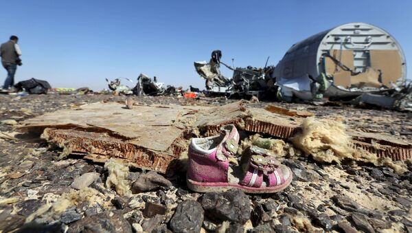 Zapato de un niño en los restos del avión ruso Airbus-321 siniestrado en Egipto - Sputnik Mundo