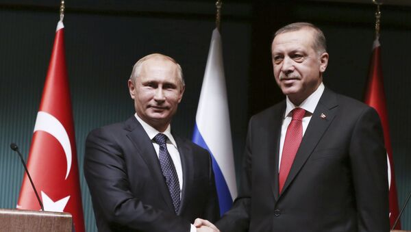 Presidente de Rusia, Vladímir Putin con su homólogo turco, Tayyip Erdogan (archivo) - Sputnik Mundo