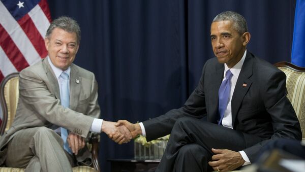 Presidente de Colombia, Juan Manuel Santos y presidente de EEUU, Barack Obama - Sputnik Mundo