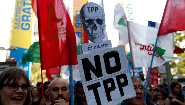 Protesta contra TPP en Chile (archivo) - Sputnik Mundo