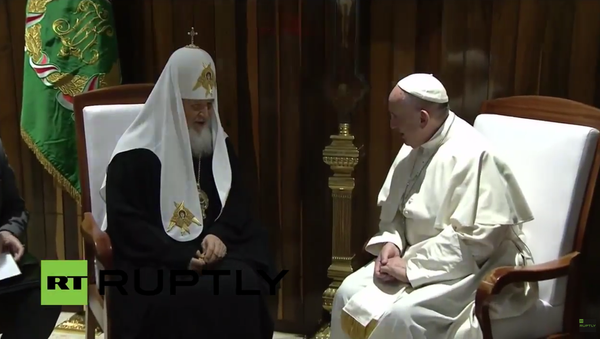 El encuentro entre el papa Francisco y el patriarca Kiril en La Habana - Sputnik Mundo