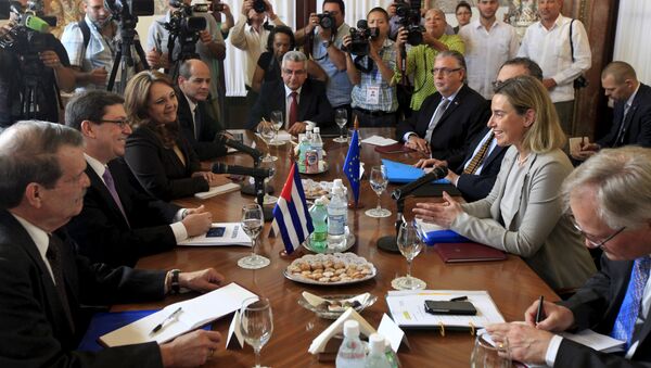 Canciller de Cuba, Bruno Rodríguez, y alta representante de la UE para Asuntos Exteriores y Política de Seguridad, Federica Mogherini - Sputnik Mundo
