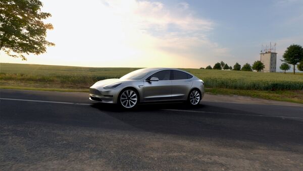 A Tesla Motors mass-market Model 3 electric car is seen in this handout picture from Tesla Motors - Sputnik Mundo