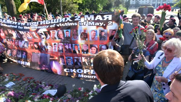 Homenaje a las víctimas de la tragedia del 2 de mayo de 2014 en Odesa - Sputnik Mundo