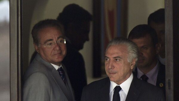 Renan Calheiros, presidente del Senado de Brasil, y Michel Temer, vicepresidente brasileño - Sputnik Mundo