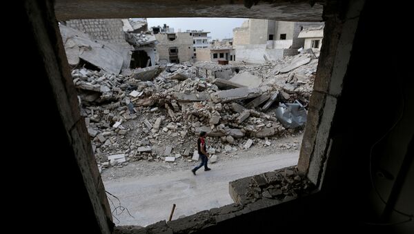 Edificios destruidos en la provincia de Idlib, Siria (archivo) - Sputnik Mundo