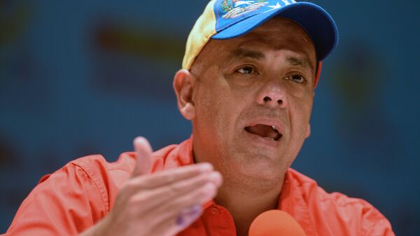 The Mayor of Libertador municipality Jorge Rodriguez speaks during a press conference at the United Socialist Party of Venezuela (PSUV)  - Sputnik Mundo