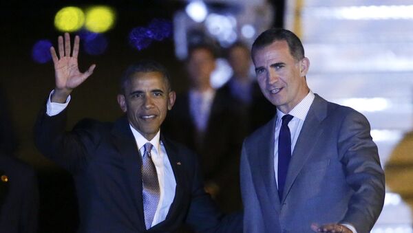 Barack Obama, presidente de Estados Unidos, y Felipe VI, rey de España - Sputnik Mundo