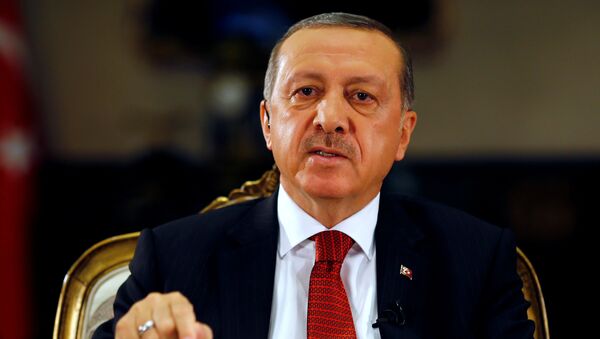 Turkish President Tayyip Erdogan attends an interview with Reuters at the Presidential Palace in Ankara, Turkey - Sputnik Mundo