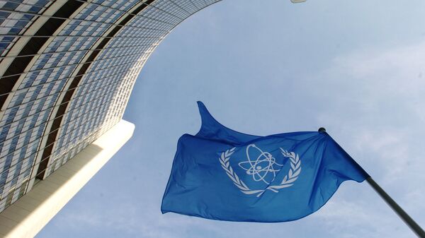 La bandera de la OIEA en Viena - Sputnik Mundo