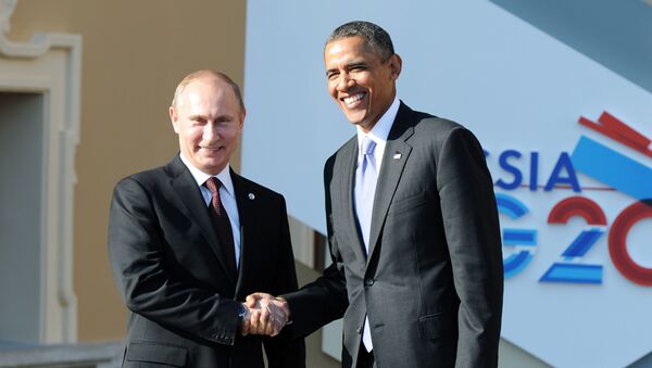 Reunión del presidente ruso, Vladímir Putin, y el presidente estadounidense, Barack Obama, en el marco de la cumbre del G-20 (archivo) - Sputnik Mundo