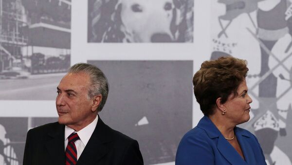 Brazil's President Rousseff is seen next to Vice President Temer during the Order of Cultural Merit ceremony in Brasilia - Sputnik Mundo
