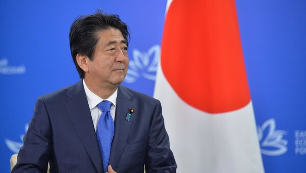 Shinzo Abe, el primer ministro nipón, durante el Segundo Foto Económico Oriental - Sputnik Mundo