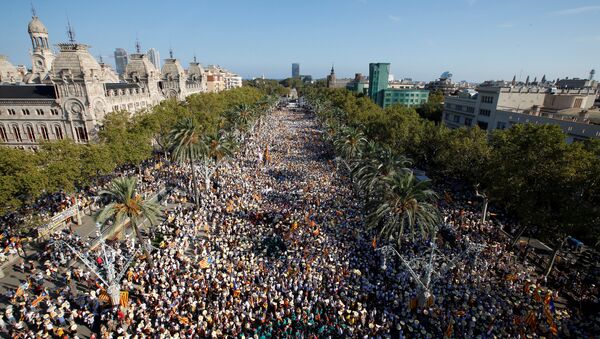 Las manifestaciones en Cataluña del 11 de septiembre de 2016 - Sputnik Mundo