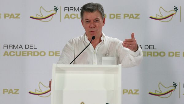 Juan Manuel Santos, presidente de Colombia, durante una conferencia de prensa el 25 de septiembre de 2016, en Cartagena - Sputnik Mundo