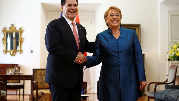 Michelle Bachelet, presidenta de Chile y Horacio Cartes, presidente de Paraguay - Sputnik Mundo