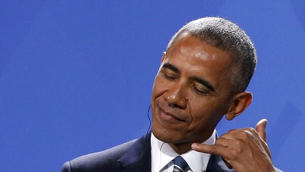 El presidente saliente de EEUU, Barack Obama, durante su visita a Alemania - Sputnik Mundo
