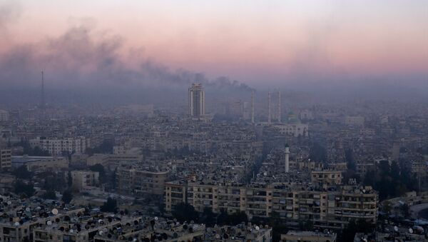 Smoke rises near the Old City of Aleppo as seen from a government controlled area of the city, Syria - Sputnik Mundo