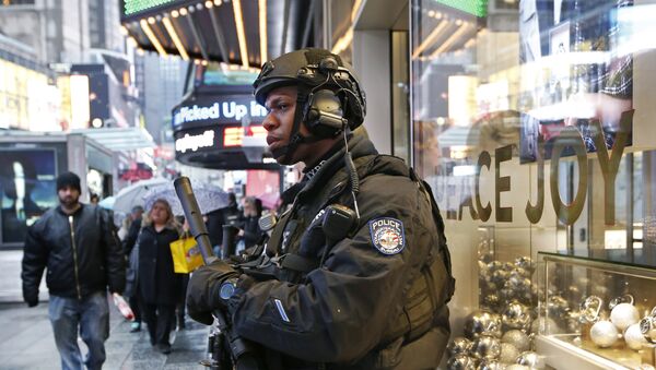 Agente de policía estadounidense en Times Square - Sputnik Mundo