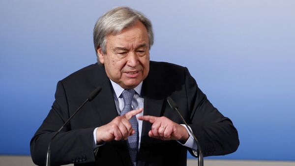 El secretario general de la ONU, António Guterres, pronuncia su discurso en la conferencia de Múnich - Sputnik Mundo